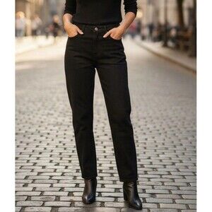 Faded Glory Womens Relaxed Fit  Black Jeans 18W New Rigid Denim Tapered 90s High